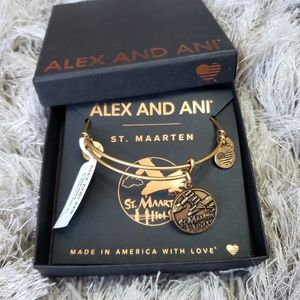 NIB Alex and Ani St.Maarten Airplane Gold Bracelet